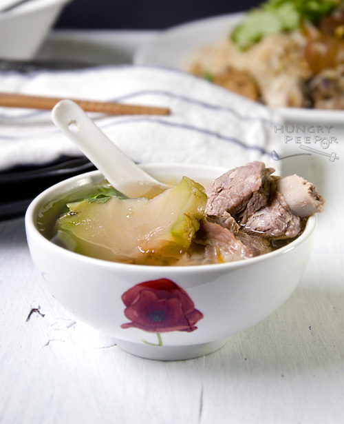 老公煮的爱心餐 －四川菜排骨汤 (sze chuan vegetable & pork ribs soup)