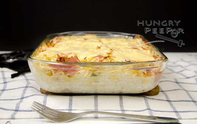 Baked Noodles with Cheese & Ham 2